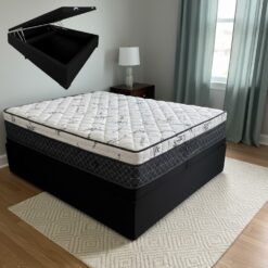 Colchão Casal Prime Light 26 cm D28 + Base Box Baú Corino Preto – ORTHOPRIME + BIOSTAR
