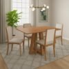 Mesa Alva ME02 120 Canela com 4 Cadeiras Lara 2CMM007CA Linho Areia – KAPPESBERG