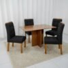 Mesa Salinas 120 (Tampo Londres s/ vidro) Cinamomo com 4 Cadeiras Sophia Veludo Preto – CEL MÓVEIS + WM DECOR
