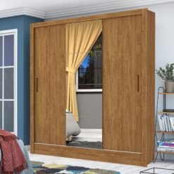 Guarda-Roupa 3 Portas Dubai/Santiago Plus (1 porta espelhada) 1,79 m Cinamomo - CARIOCA MÓVEIS