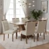 Mesa Classic 160 Cinamomo Laminado com 6 Cadeiras Sophia Linho Bege 200 – CEL MÓVEIS + WM DECOR