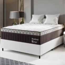 Colchão Casal Montreal D28 Base Box Simples Corino Branco – VIERO MÓVEIS + BIOSTAR