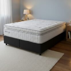 Colchão Queen New Freedom + Base Box Simples Corino Preto – ORTOBOM + ALTO NÍVEL CAMAS E COLCHÕES