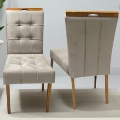 Kit 2 Cadeiras Sophia Veludo Bege 100 - WM DECOR
