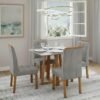 Mesa Bali 90 Cinamomo/Off White com 4 Cadeiras Sophia Veludo Cinza Grafite – MINASPLAC + WM DECOR