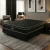 Colchão Queen Pérola Negra D33 + Base Box Simples Corino Preto – GAZIN COLCHÕES + ALTO NÍVEL CAMAS E COLCHÕES