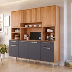 Kit Cozinha 8 portas Lívia 2,00 m Cinamomo/Titanium - MGM MÓVEIS