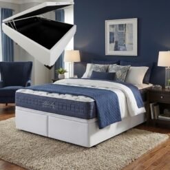 Colchão Queen Blue Sea D28 + Base Box Baú Corino Branco – ANJOS COLCHÕES + ALTO NÍVEL CAMAS E COLCHÕES