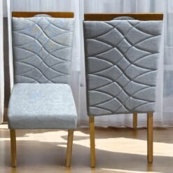 Kit 2 Cadeiras Safira Mel/Linho Cinza Grafite 206  WM DECOR