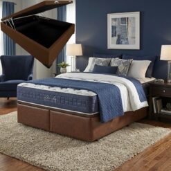 Colchão Queen Blue Sea D28 + Base Box Baú Corino Marrom – ANJOS COLCHÕES + ALTO NÍVEL CAMAS E COLCHÕES