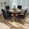 Mesa Redonda Simpatia 108 Cinamomo com 4 Cadeiras Sophia Veludo Preto – JCM MOVELARIA + WM DECOR