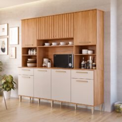 Kit Cozinha 8 portas Lívia 2,00 m Cinamomo/Off White - MGM MÓVEIS
