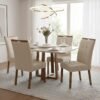 Mesa Pedro 120 Mel/Off White com 4 Cadeiras Sophia Linho Bege 200 – ART ASSENTOS + WM DECOR