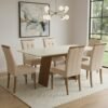 Mesa Damiana BA56 160 Canela/Off White com 6 Cadeiras Sophia Veludo Bege – KAPPESBERG + WM DECOR