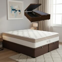 Colchão Queen King Best D28 + Base Box Baú Corino Marrom – ANJOS COLCHÕES + ALTO NÍVEL CAMAS E COLCHÕES
