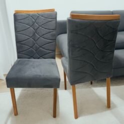 Kit 2 Cadeiras Safira Mel/Veludo Cinza Grafite 102 - WM DECOR