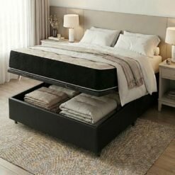Colchão Casal Premium D45 + Base Box Baú Corino Preto – ECOTEC + ALTO NÍVEL CAMAS E COLCHÕES