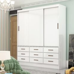 Guarda-Roupa 3 Portas Sevilha (Sem espelho) 1,62 m Branco - CARIOCA MOVEIS