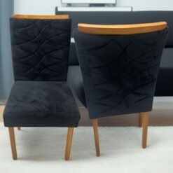 Kit 2 Cadeiras Safira Veludo Preto - WM DECOR
