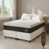 Colchão Queen Terapêutico Massageador Titan/Thor D28 + Base Box Simples Corino Branco – VIERO MÓVEIS + ALTO NÍVEL CAMAS