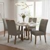 Mesa Pedro 120 Mel/Off White com 4 Cadeiras Sophia Linho Cinza Grafite 206 – ART ASSENTOS + WM DECOR