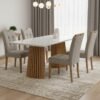 Mesa Nevada 120 (Tampo Smart Plus) Cinamomo/Off White com 4 Cadeiras Sophia Veludo Bege – CEL MÓVEIS + WM DECOR