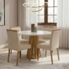 Mesa Redonda Berlim 100 Cinamomo/Off White com 4 Cadeiras Sophia Linho Bege 200 – CEL MÓVEIS + WM DECOR
