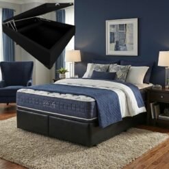 Colchão Queen Blue Sea D28 + Base Box Baú Corino Preto – ANJOS COLCHÕES + ALTO NÍVEL CAMAS E COLCHÕES