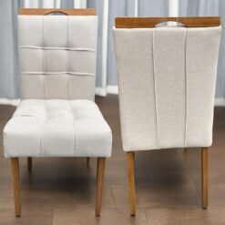 Kit 2 Cadeiras Sophia Linho Bege 200 - WM DECOR