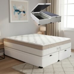 Colchão Queen King Best D28 + Base Box Baú Corino Branco – ANJOS COLCHÕES + ALTO NÍVEL CAMAS E COLCHÕES