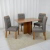 Mesa Salinas 120 (Tampo Londres s/ vidro) Cinamomo com 4 Cadeiras Sophia Veludo Cinza Grafite – CEL MÓVEIS + WM DECOR