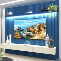 Home até 85″ Nobre Ripado 230(Com Nicho) Azul/Off White – GELIUS