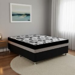 Colchão Casal ISO Dupla Face 20 cm D28/D33 + Base Simples Corino Preto – ORTOBOM + ALTO NÍVEL