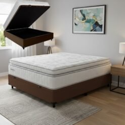 Colchão Casal New Freedom 32 cm D33 Molas Ensacadas + Base Baú Corino Marrom – ORTOBOM + ALTO NÍVEL