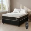 Colchão Casal Massageador Titan/Thor 34 cm D28 Molas Ensacadas + Base Box Simples Corino Preto – VIERO + BIOSTAR