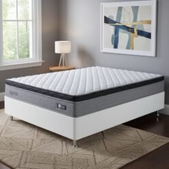 Colchão Casal Qatar 26 cm D28 Molas Ensacadas + Base Simples Corino Branco – DESIGN + BIOSTAR