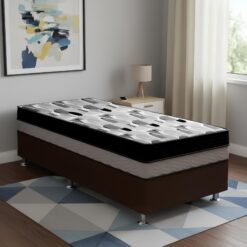 Colchão Solteiro ISO Dupla Face 20 cm D28/D33 + Base Simples Corino Marrom – ORTOBOM + ALTO NÍVEL