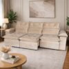 Sofá Retrátil e Reclinável Imperial 2,75 m Veludo Jolie Bege 03 - IMPERIAL DECOR