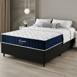 Colchão Casal Turquia 25 cm D28 Molas Ensacadas + Base Simples Corino Preto – VIERO MÓVEIS + ALTO NÍVEL