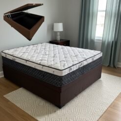 Colchão Casal Prime Light 30 cm D28 + Base Box Baú Corino Marrom – ORTHOPRIME + BIOSTAR