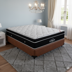 Colchão Casal Elegant Superpocket 28 cm D33 Molas Ensacadas + Base Simples Corino Marrom – ORTOBOM + BIOSTAR