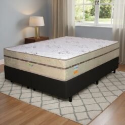 Colchão Queen Toronto 30 cm D28 Molas Ensacadas + Base Simples Corino Preto – ECOTEC + BIOSTAR