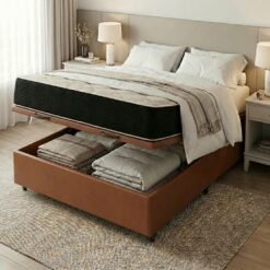 Colchão Casal Premium VX 32 cm D45 + Base Baú Corino Marrom – ECOTEC + ALTO NÍVEL