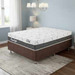 Colchão Casal Prime Light 26 cm D28 Molas Ensacadas + Base Simples Corino Marrom – ORTHOPRIME + BIOSTAR