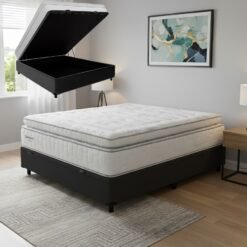 Colchão Casal New Freedom 32 cm D33 Molas Ensacadas + Base Baú Corino Preto – ORTOBOM + BIOSTAR