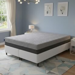 Colchão Queen Fit Visco 25 cm D28/D40 + Base Simples Corino Branco – UMAFLEX + ALTO NÍVEL