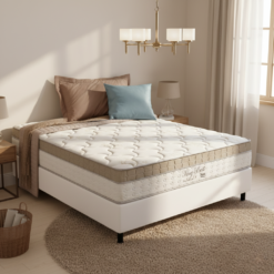 Colchão Casal King Best 28 cm D28 Molas Ensacadas + Base Simples Corino Branco – ANJOS + BIOSTAR