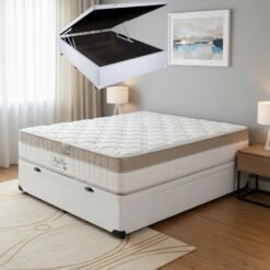 Colchão Casal King Best 28 cm D28 Molas Ensacadas + Base Baú Corino Branco – ANJOS + BIOSTAR