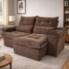 Sofá Retrátil e Reclinável Imperial 2,00 m Veludo Jolie Marrom 05 - IMPERIAL DECOR