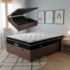 Colchão Casal Elegant Superpocket 28 cm D33 Molas Ensacadas + Base Baú Corino Marrom – ORTOBOM + BIOSTAR
